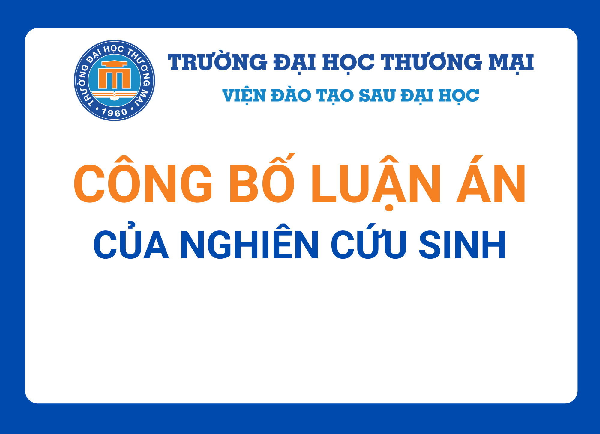 Công bố luận án sau bảo vệ của nghiên cứu sinh Kiều Quốc Hoàn