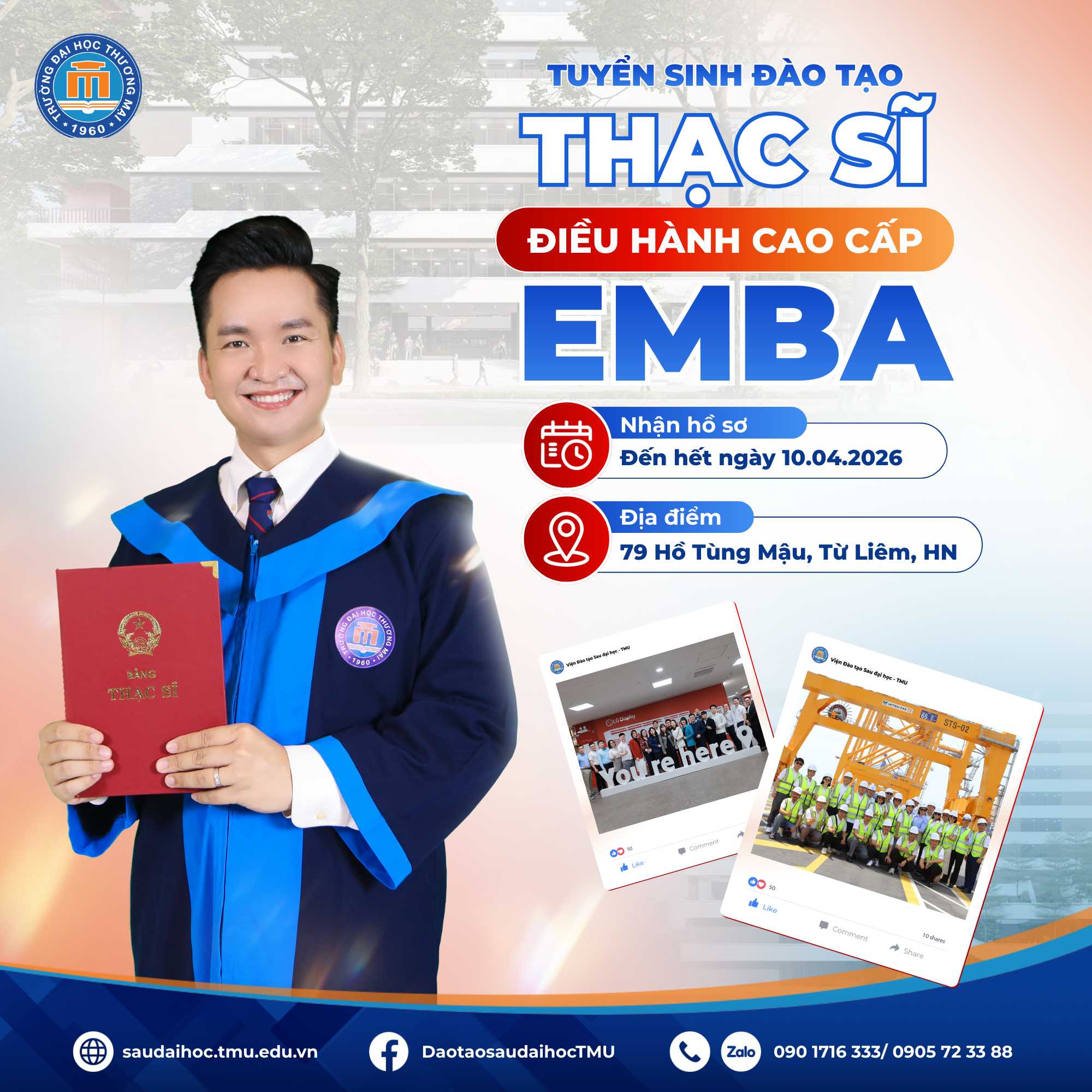 Hướng dẫn nộp hồ sơ tuyển sinh Thạc sĩ Điều hành cao cấp EMBA khóa 5 năm 2026