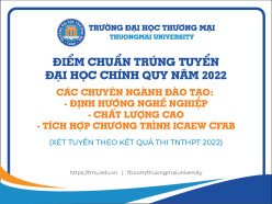 Thông báo điểm chuẩn trúng tuyển Đại học chính quy năm 2022 chương trình đào tạo CLC, ĐHNN, Tích hợp